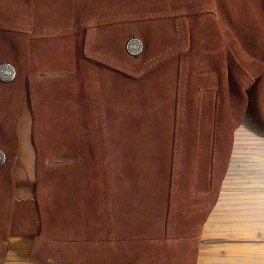 Vintage GAP Kids l Brown Button Front Suede Jacket Heavy Sz XXS